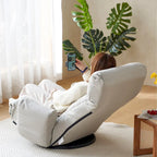 Gray Swivel Recliner with Phone Holder, Adjustable Headrest