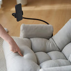 Gray Swivel Recliner with Phone Holder, Adjustable Headrest