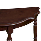 42 Retro Circular Curved Half-Moon Console Table with Cloud Design Top and Open Shelf Solid Wood Frame and Legs