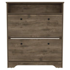 Calgary Shoe Rack, Superior Top, One Open Shelf, Two Extendable Shelves -Dark Brown
