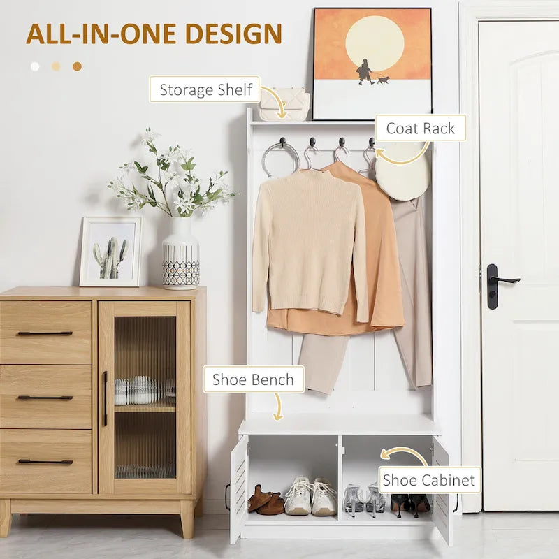 Light Oak and White Shoe Cabinet with Drop Down Drawer