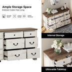 53.5 Wide Farmhouse White Dresser TV Stand with Curved Edge Design and Wide Chests of Drawers
