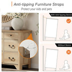 53.5 Wide Farmhouse White Dresser TV Stand with Curved Edge Design and Wide Chests of Drawers