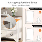53.5 Wide Farmhouse White Dresser TV Stand with Curved Edge Design and Wide Chests of Drawers