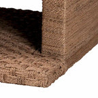 Handwoven Seagrass Coffee Table with Open Shelf - Rectangular Wicker Center Table for Living Room, Coastal Boho Style