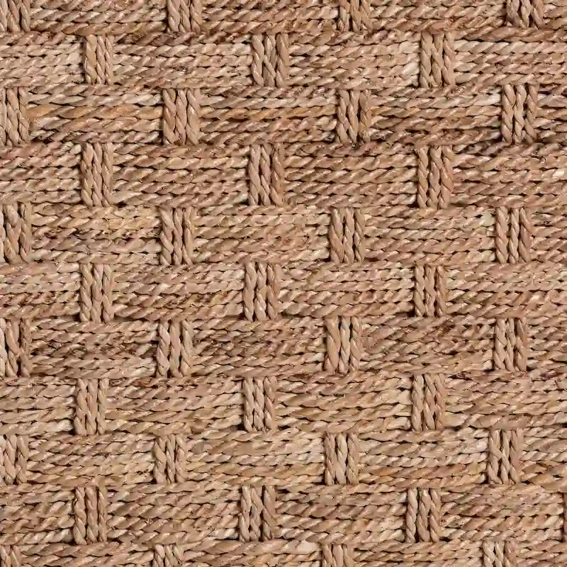 Handwoven Seagrass Coffee Table with Open Shelf - Rectangular Wicker Center Table for Living Room, Coastal Boho Style