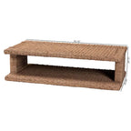 Handwoven Seagrass Coffee Table with Open Shelf - Rectangular Wicker Center Table for Living Room, Coastal Boho Style
