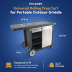 Universal Rolling Prep Cart for Portable Outdoor Griddle and Grills, Black - 52.8