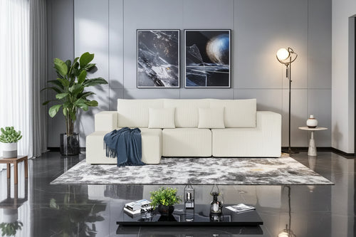 108.3 Corduroy L-Shaped Modular Cloud Sofa with Chaise Lounge