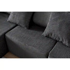 108.3 Corduroy L-Shaped Modular Cloud Sofa with Chaise Lounge