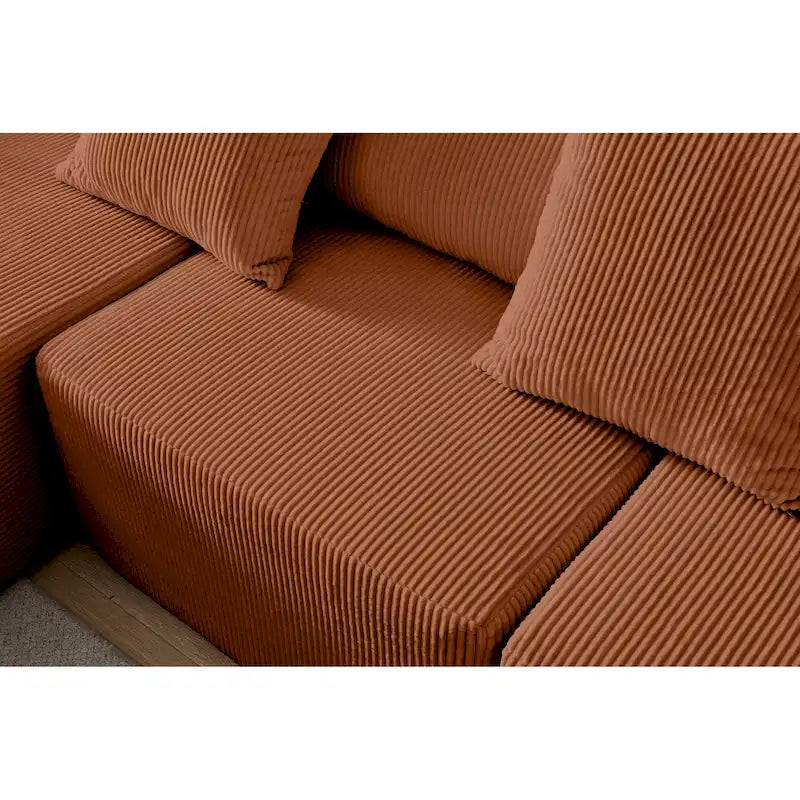 108.3 Corduroy L-Shaped Modular Cloud Sofa with Chaise Lounge