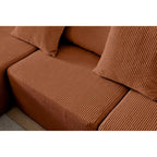 108.3 Corduroy L-Shaped Modular Cloud Sofa with Chaise Lounge