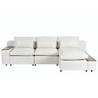 Beige 109.8 L-Shaped 3-Seat Sofa with Storage Compartments