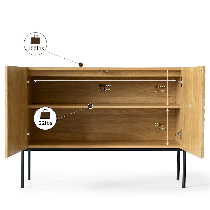 Modern Storage Cabinet with 2 Doors and Shelf for Living Room, Dining Room