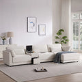 124 Chenille 4-Seater L-Shaped Sofa with Storage Console, USB