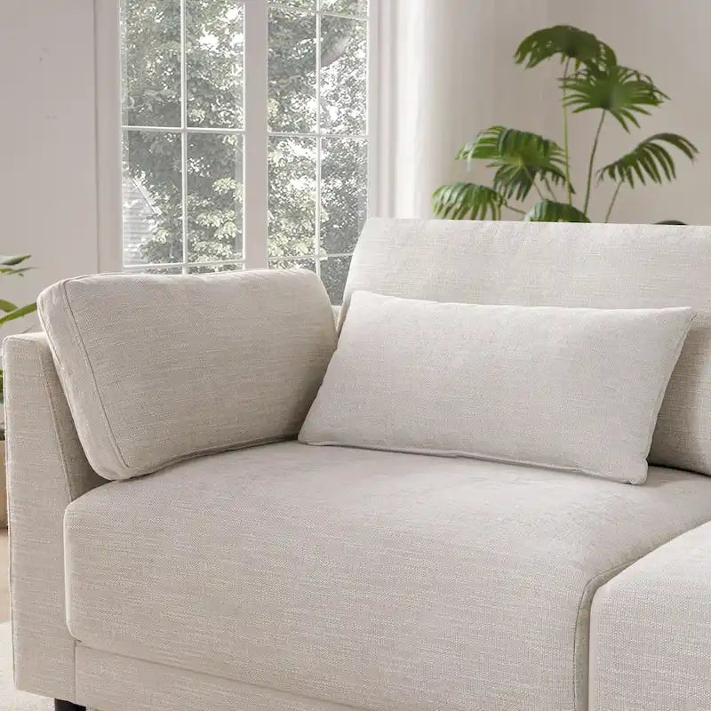 124 Chenille 4-Seater L-Shaped Sofa with Storage Console, USB