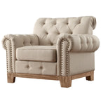 Greenwich Tufted Scroll Arm Nailhead Chesterfield Chair