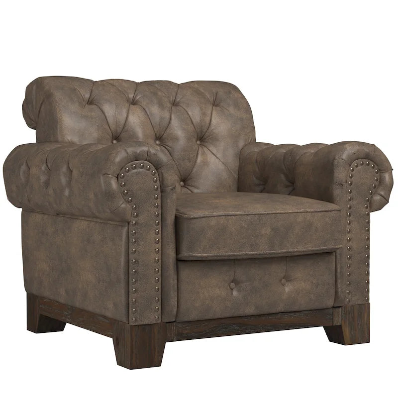 Greenwich Tufted Scroll Arm Nailhead Chesterfield Chair