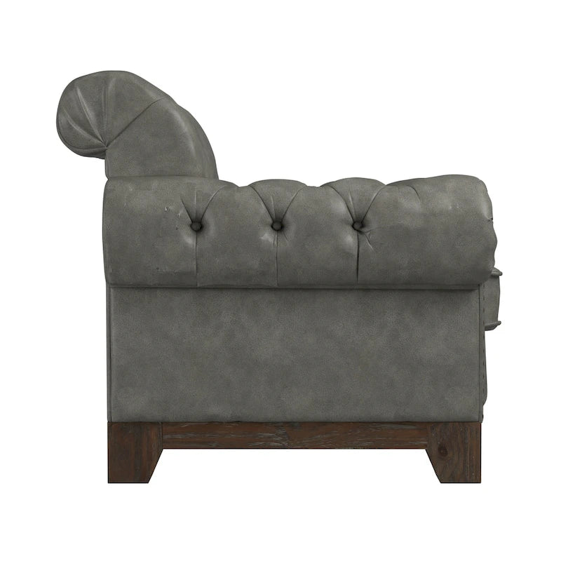 Greenwich Tufted Scroll Arm Nailhead Chesterfield Chair