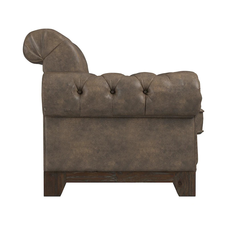 Greenwich Tufted Scroll Arm Nailhead Chesterfield Chair
