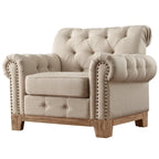 Greenwich Tufted Scroll Arm Nailhead Chesterfield Chair