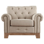 Greenwich Tufted Scroll Arm Nailhead Chesterfield Chair