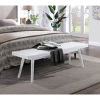 Larwich Solid Wood Slatted Bench, White - 56.30W x 16.50D x 17.50H