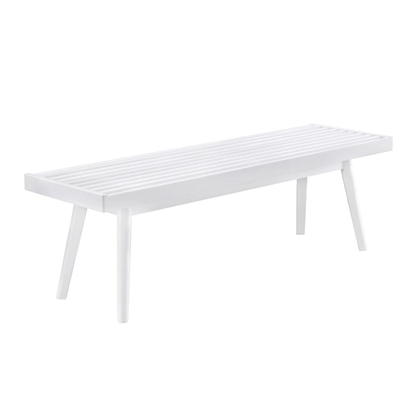 Larwich Solid Wood Slatted Bench, White - 56.30W x 16.50D x 17.50H