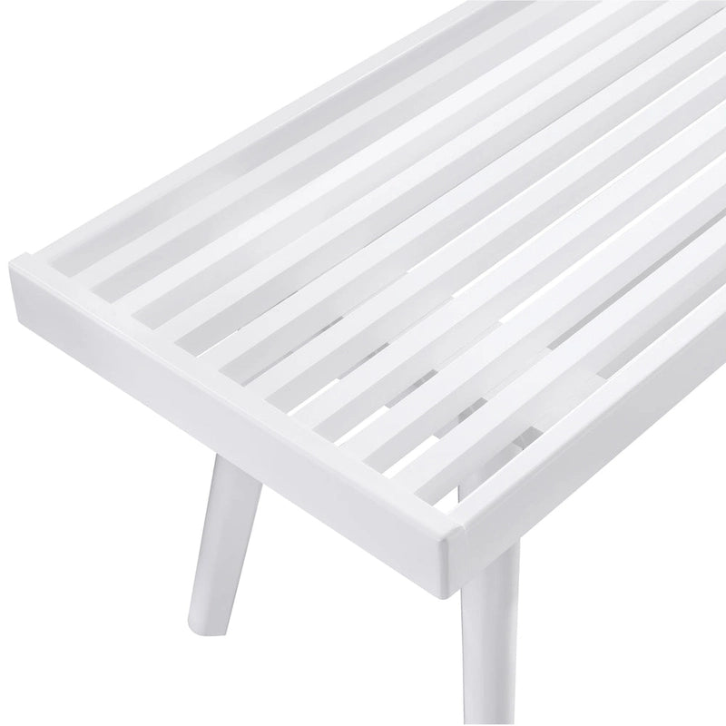 Larwich Solid Wood Slatted Bench, White - 56.30W x 16.50D x 17.50H