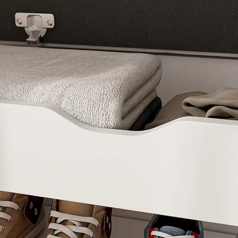 Shoe Storage Bench Padded Cushion Entryway Bench with Flip-Open Box - 47.2Wx21.2D