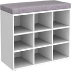Shoe Storage Bench with 9 Cubbies - 11.8D x 31.5W x 18.9H
