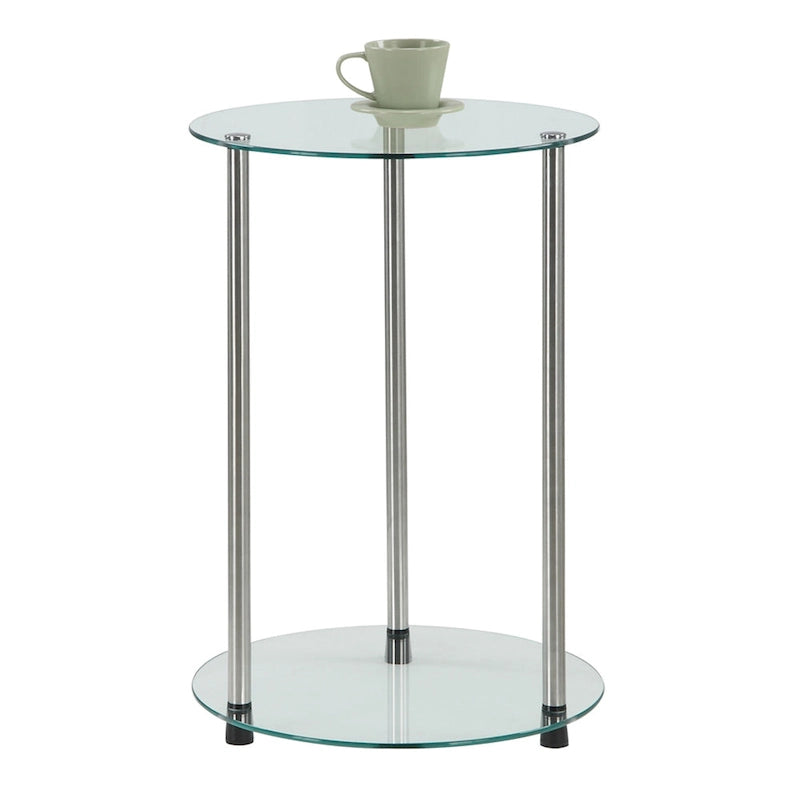 Designs2Go Classic Glass 2 Tier Round End Table