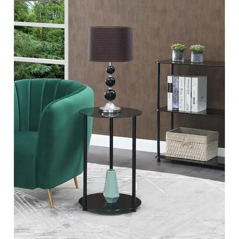 Designs2Go Classic Glass 2 Tier Round End Table
