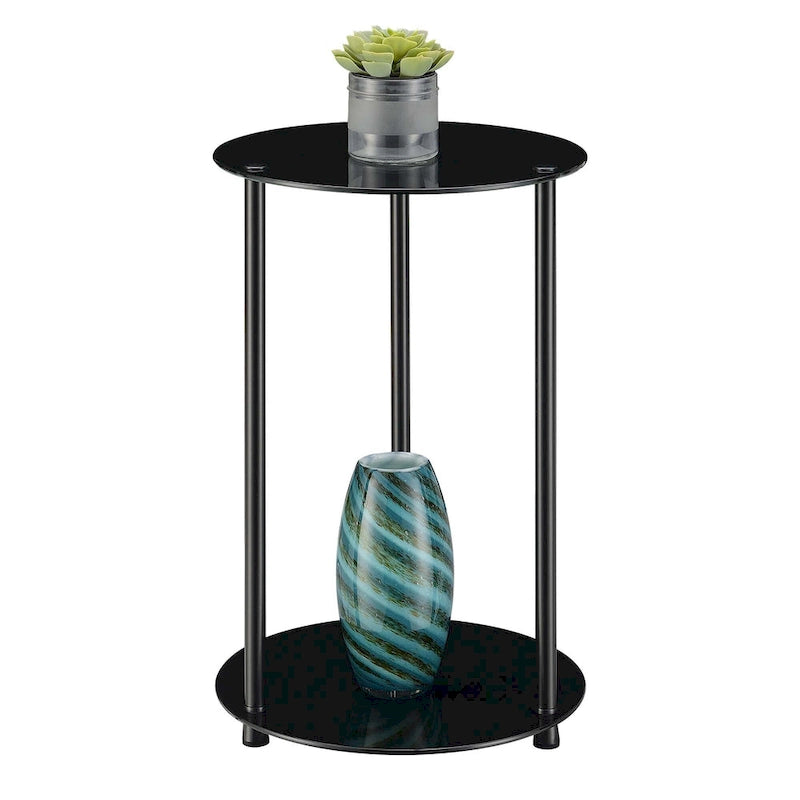 Designs2Go Classic Glass 2 Tier Round End Table