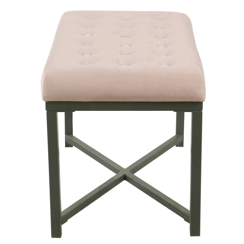 Silver Orchid Sid Velvet Tufted Ottoman