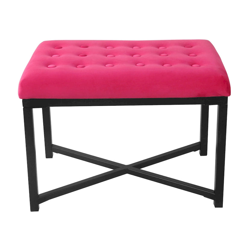 Silver Orchid Sid Velvet Tufted Ottoman