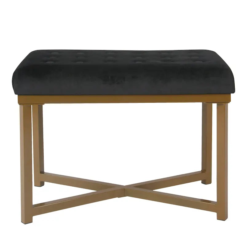 Silver Orchid Sid Velvet Tufted Ottoman