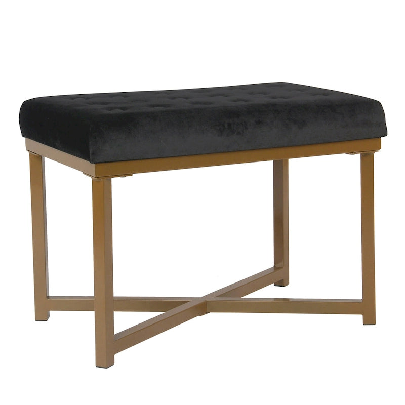 Silver Orchid Sid Velvet Tufted Ottoman