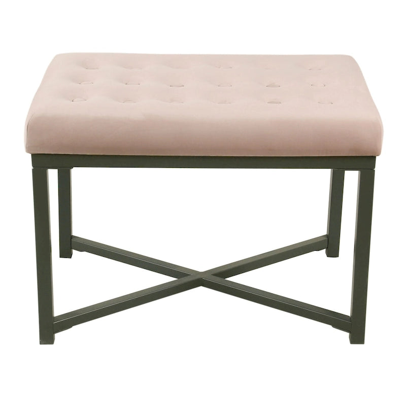Silver Orchid Sid Velvet Tufted Ottoman