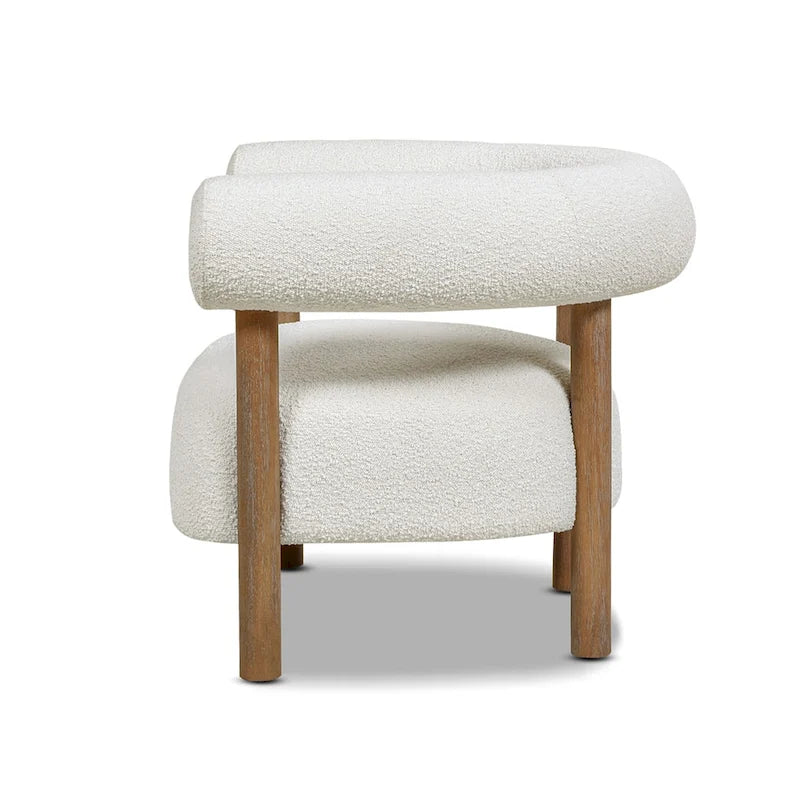 37 Mid Century Modern Barrel Boucle Sherpa Accent Arm Chair