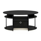 JAYA Simple Design Oval Coffee Table with Bin