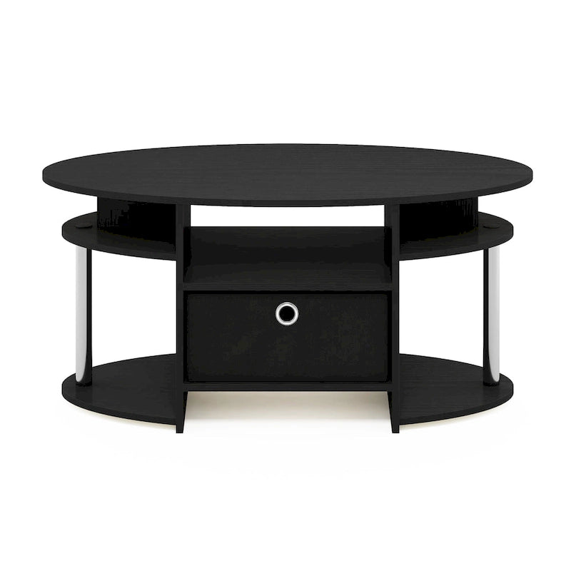 JAYA Simple Design Oval Coffee Table with Bin