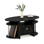 JAYA Simple Design Oval Coffee Table with Bin