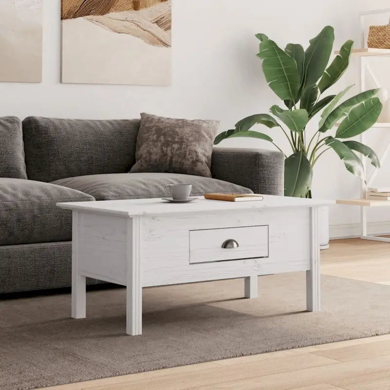 vidaXL Coffee Table Accent Side Table for Living Room BODO Solid Wood Pine - 39.4x21.7x17.7