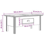 Coffee Table Accent Side Table for Living Room BODO Solid Wood Pine - 39.4x21.7x17.7