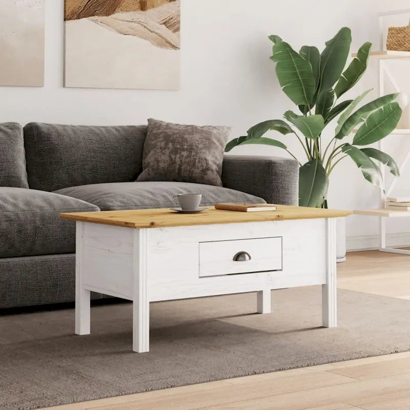 Coffee Table Accent Side Table for Living Room BODO Solid Wood Pine - 39.4x21.7x17.7