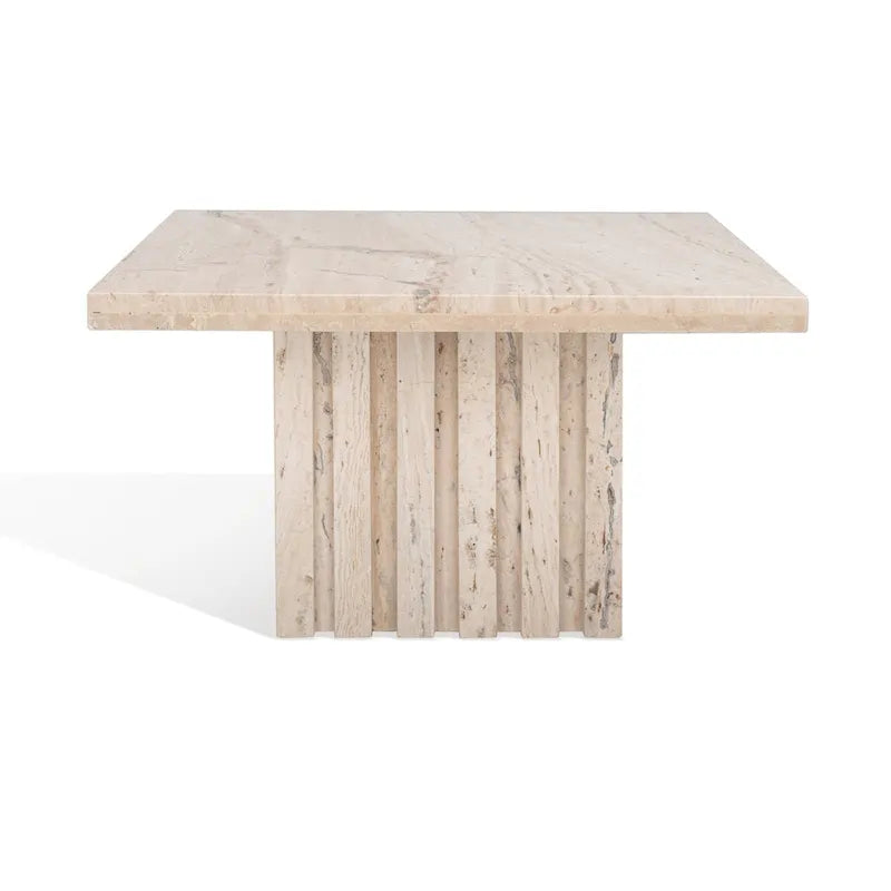 Izzat Square Marble Accent Table - 21 In W x 21 In D x 12 In H - 21Wx21Dx12H