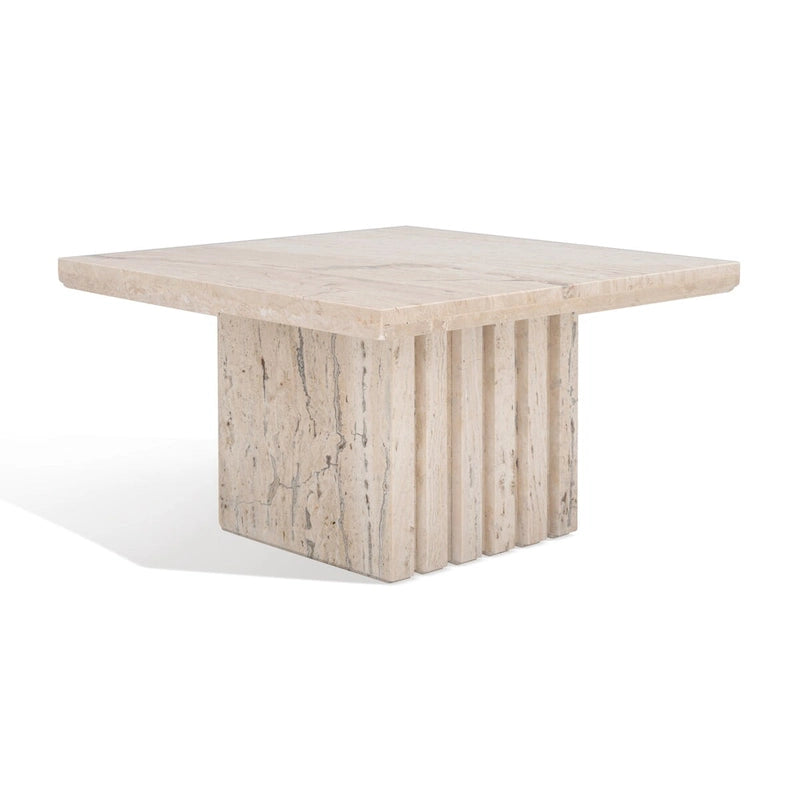 Izzat Square Marble Accent Table - 21 In W x 21 In D x 12 In H - 21Wx21Dx12H