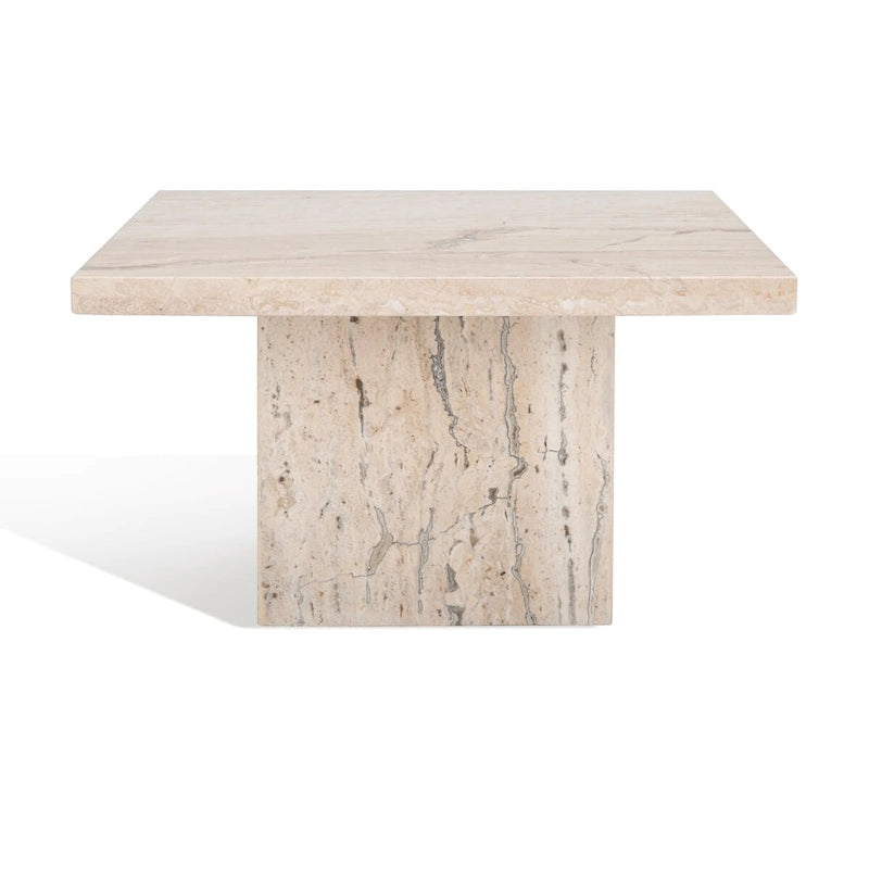 Izzat Square Marble Accent Table - 21 In W x 21 In D x 12 In H - 21Wx21Dx12H
