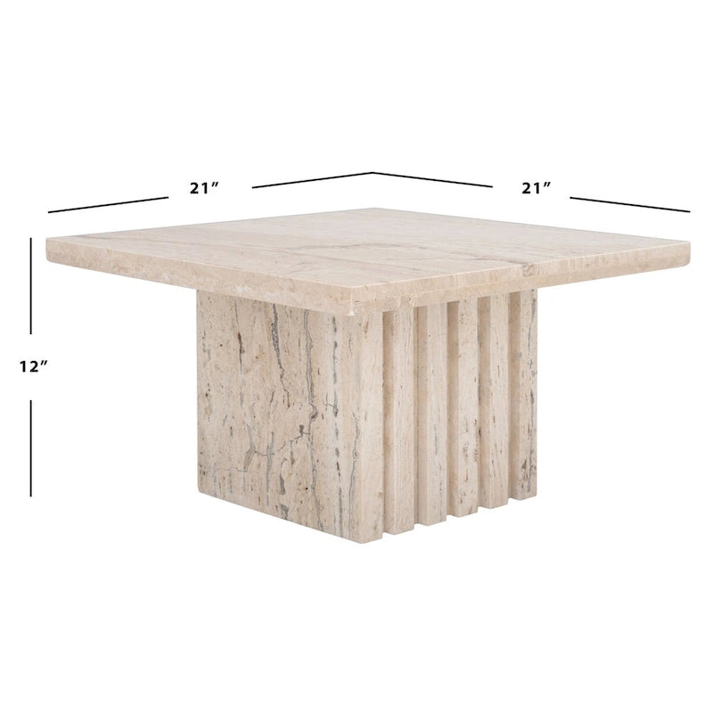 Izzat Square Marble Accent Table - 21 In W x 21 In D x 12 In H - 21Wx21Dx12H